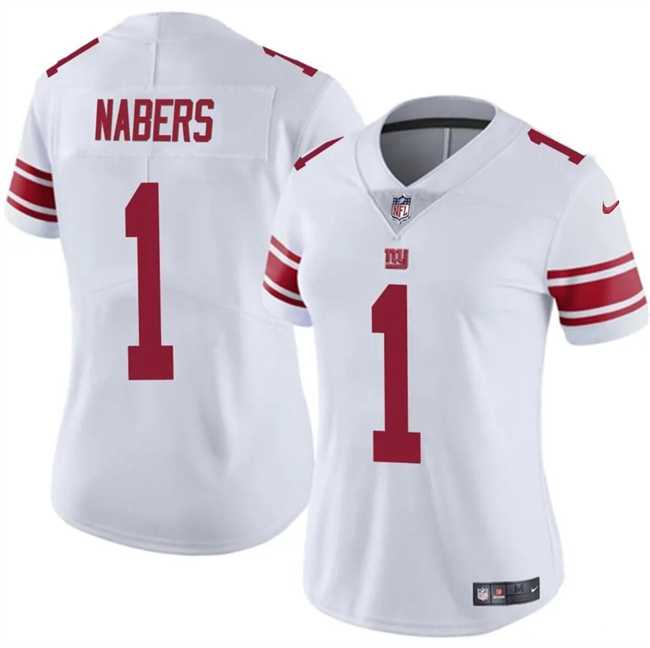 Womens New York Giants #1 Malik Nabers White Vapor Stitched Jersey Dzhi